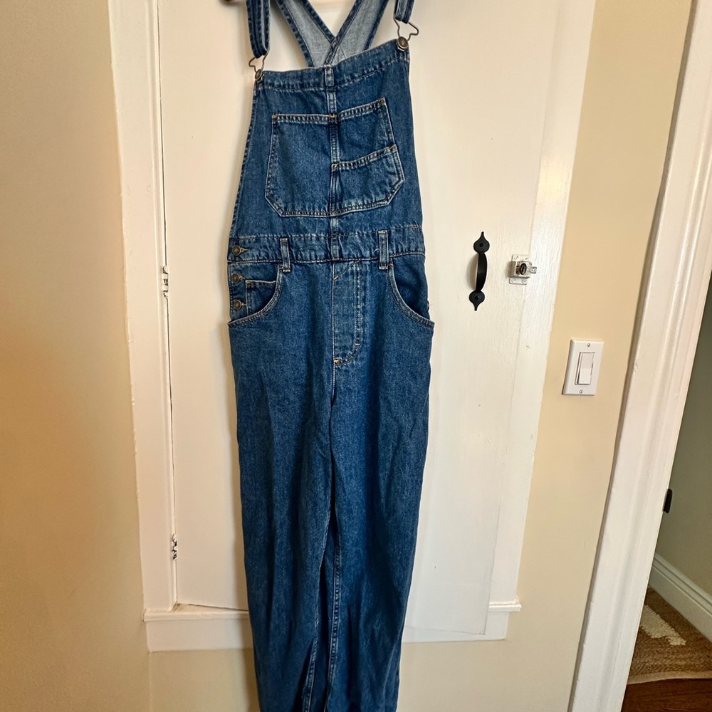 We The Free Blue Denim Overalls Adjustable Straps Relaxed Fit